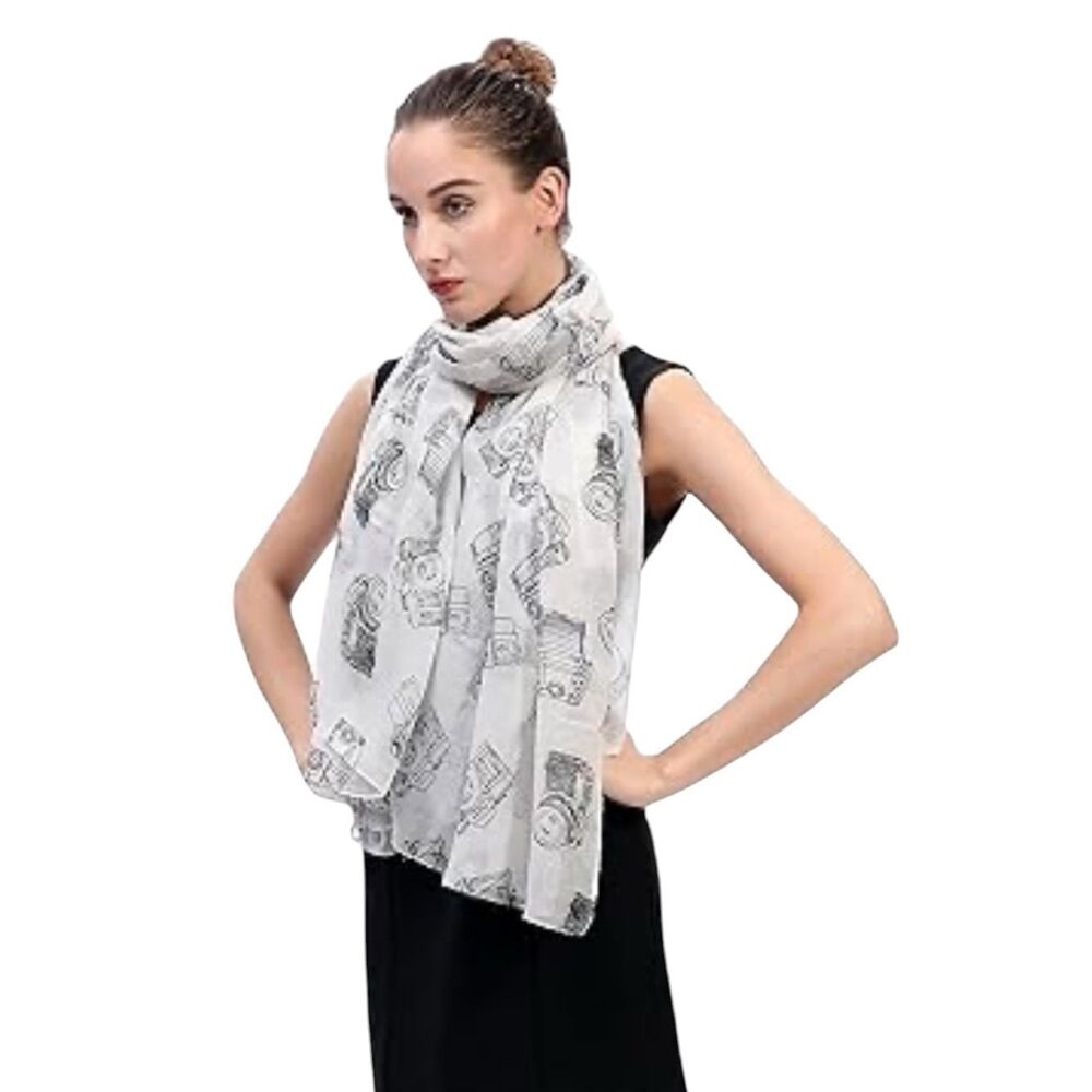 Lina And Lily Vintage Camera‎ Print Scarf.